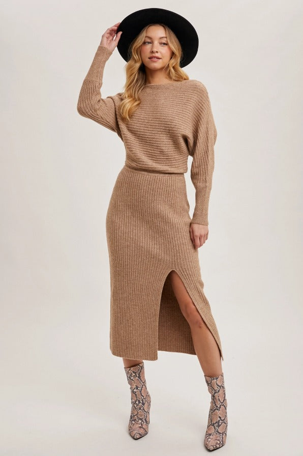Relaxed Side Slit Midi Sweater Dress - The Tiny Details