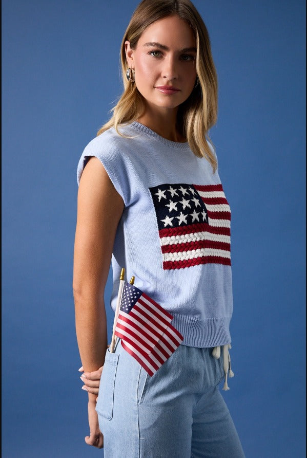 The Tiny Details USA Flag Sweater Top