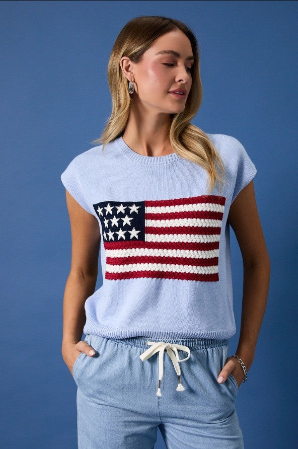 The Tiny Details USA Flag Sweater Top