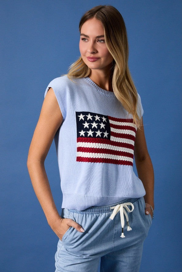 The Tiny Details USA Flag Sweater Top