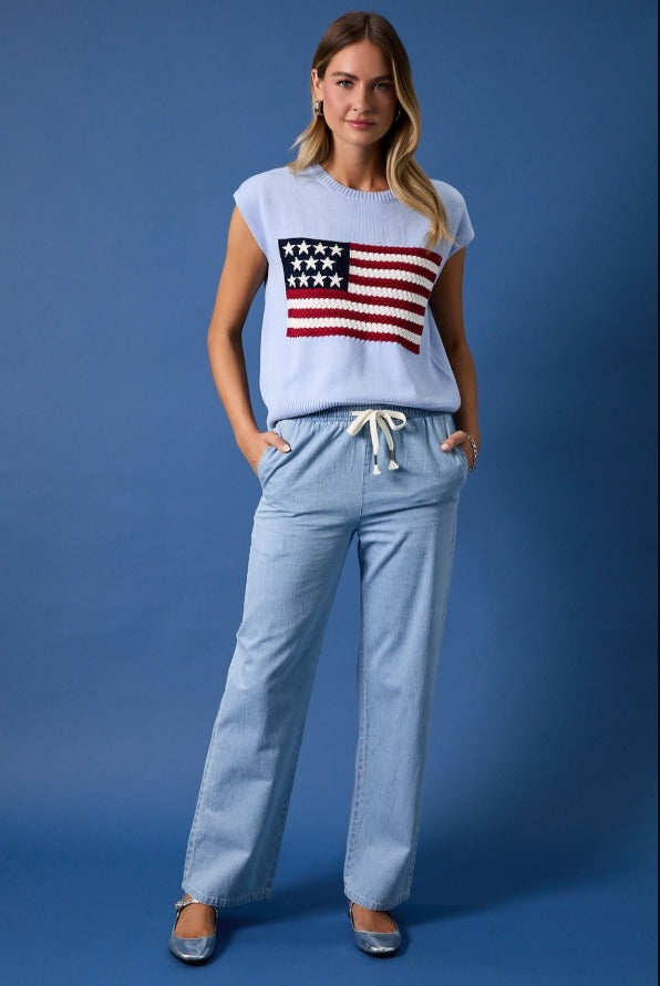 The Tiny Details USA Flag Sweater Top