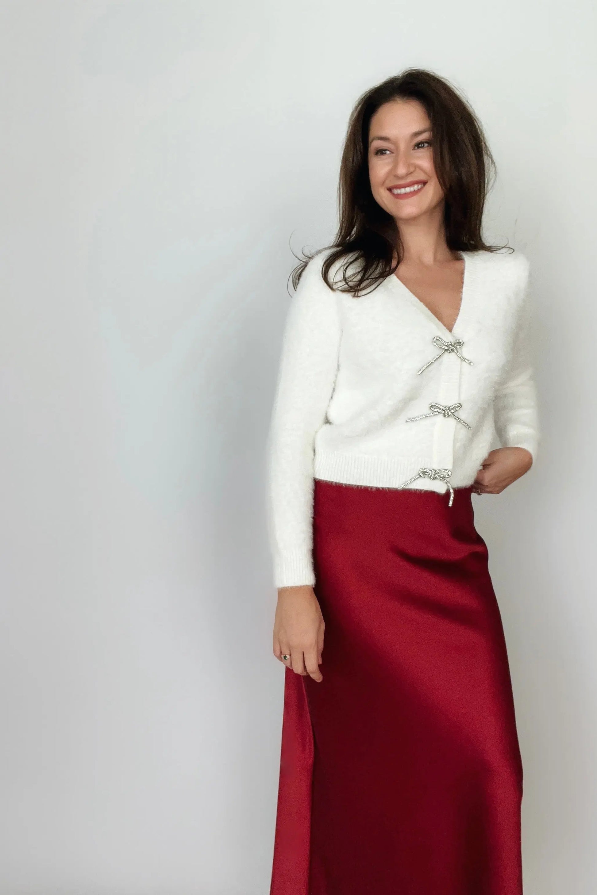 Aniston Burgundy Long Slip Skirt - The Tiny Details