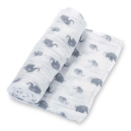 Baby Elephants Muslin Swaddle - The Tiny Details