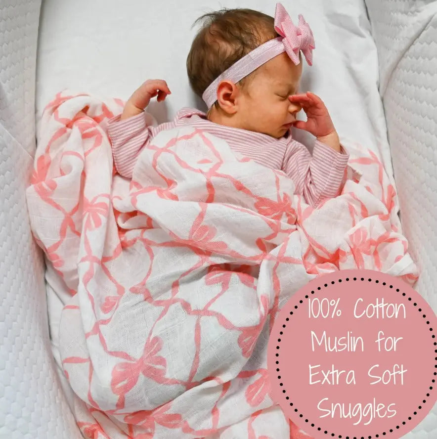 Beautiful Bows Baby Muslin Swaddle