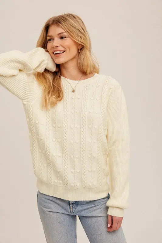 The Tiny Details Bobbled Pattern Tie Back Sweater