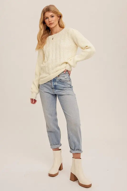 The Tiny Details Bobbled Pattern Tie Back Sweater