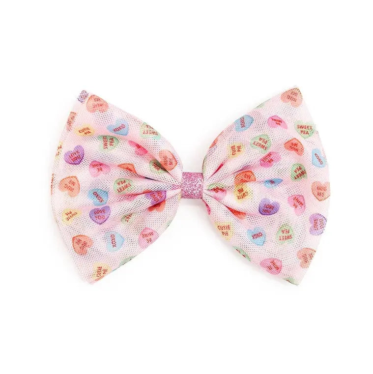Candy Hearts Tulle Bow Clip - The Tiny Details
