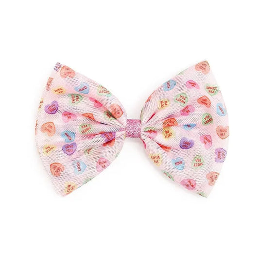Candy Hearts Tulle Bow Clip - The Tiny Details