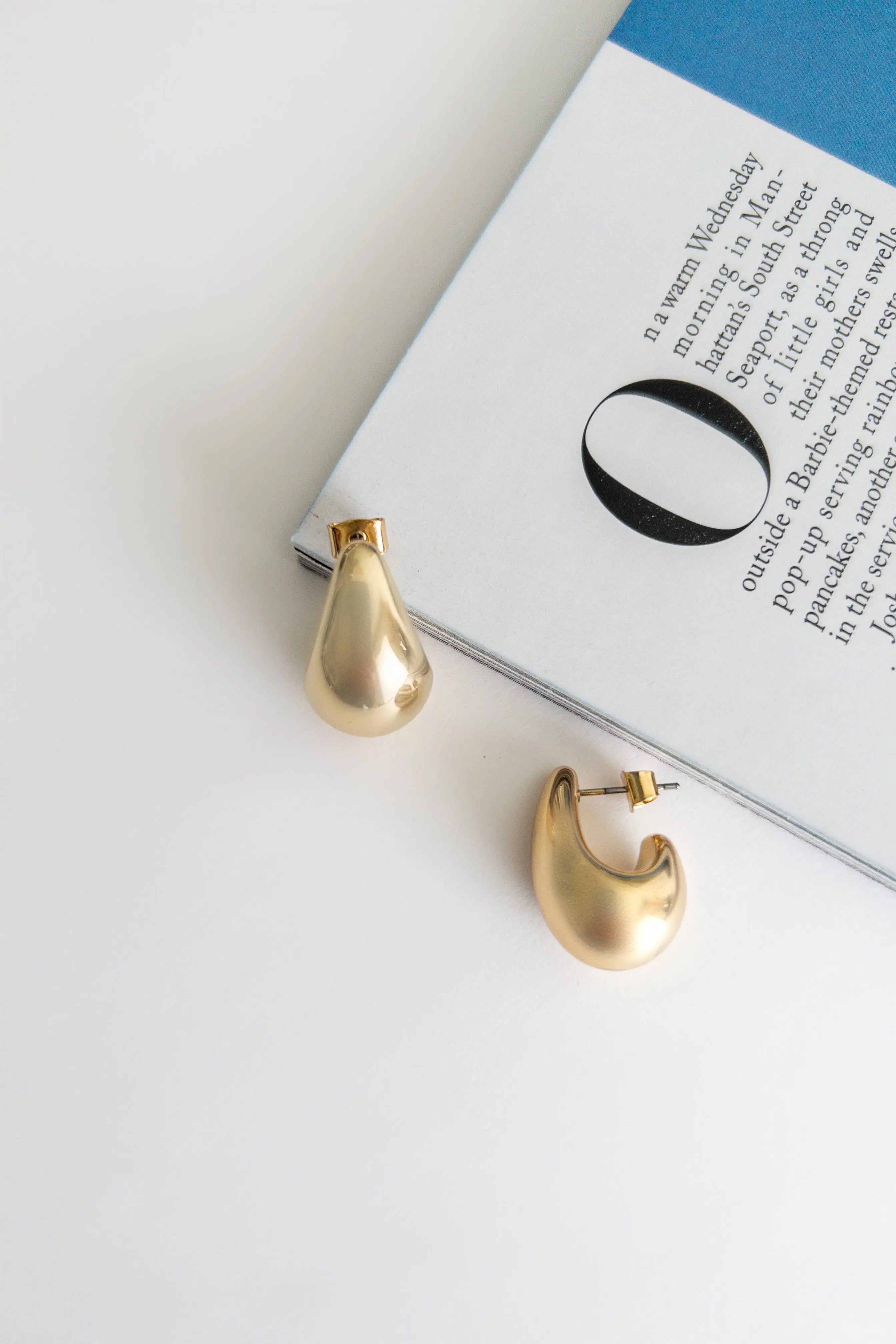 The Tiny Details Classic Gold Tear Huggie Earrings