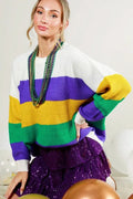 Colorblock Classic Mardi Gras Sweater - The Tiny Details