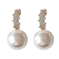 Crystal Baguette Pearl Drop Earrings - The Tiny Details