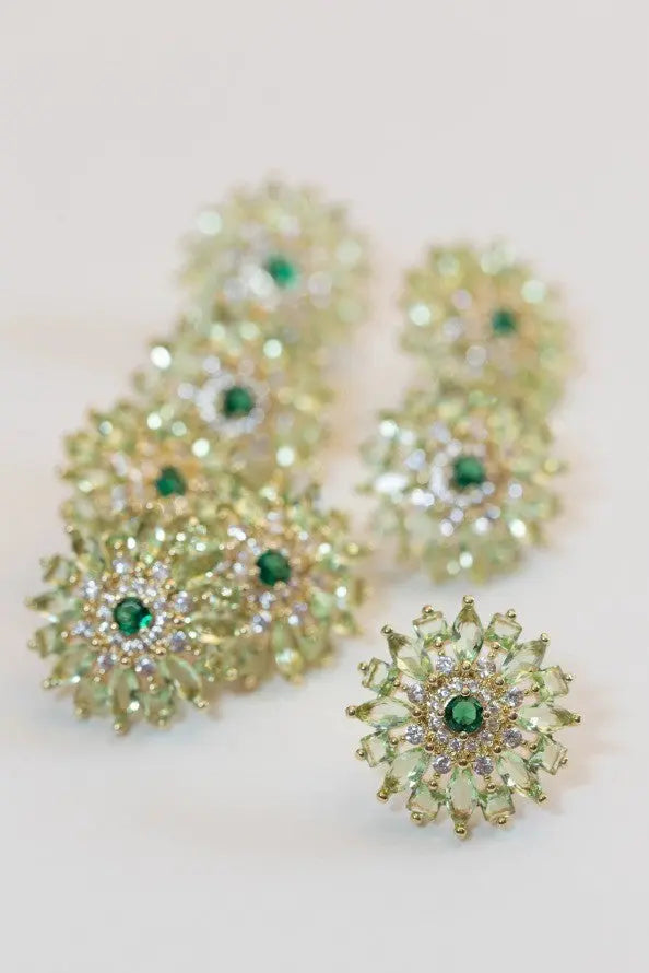 The Tiny Details Dahlia Bloom Crystal Statement Studs