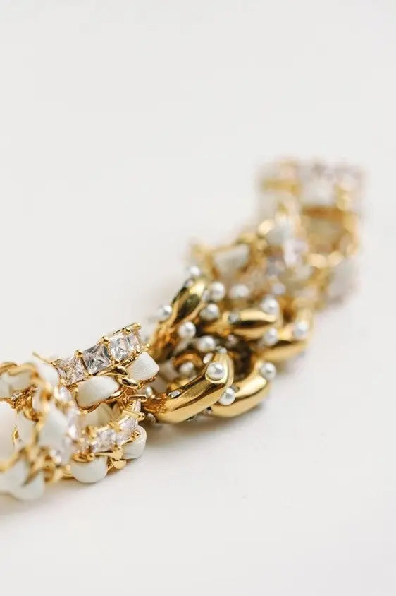 The Tiny Details Diamond and Pearl Chunky Huggie Earrings