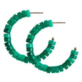 The Tiny Details Emerald Beaded Chunky Hoop Earrings