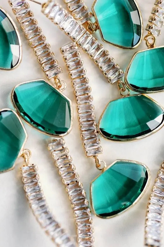 Emerald Swingy Diamond Drop Earrings - The Tiny Details