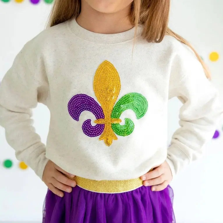 Mardi Gras Fleur De Lis Kids Sweatshirt - The Tiny Details