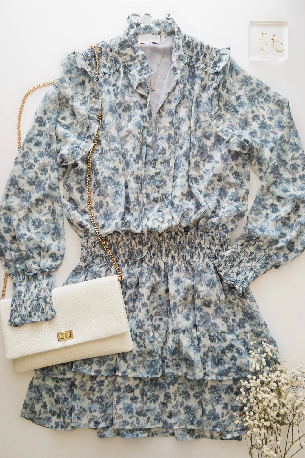 The Tiny Details Floral Print Smocked Detail Dress
