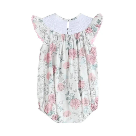 Floral Printed Smocked Flutter Romper - The Tiny Details