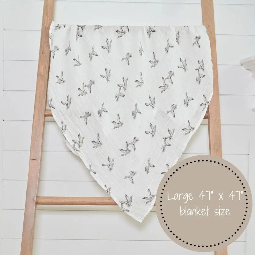 Flying Ducks Baby Cotton Muslin Swaddle - The Tiny Details