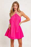 Fuchsia Halter Neck Dress - The Tiny Details