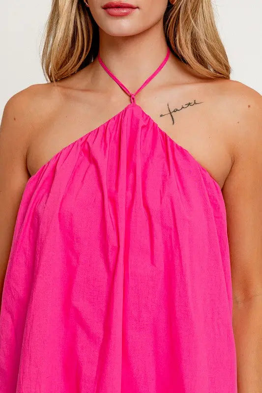 Fuchsia Halter Neck Dress - The Tiny Details