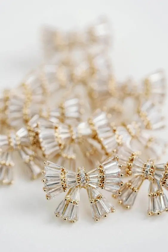 The Tiny Details Gold Maxi Sparkler Statement Bow Stud Earrings