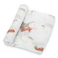 Gone Fishing Baby Cotton Muslin Swaddle - The Tiny Details