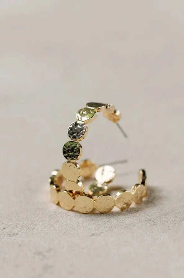 Hammered Gold Scalloped Hoops - The Tiny Details