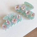 Ice Blue Rhinestone Flower Hair Claw