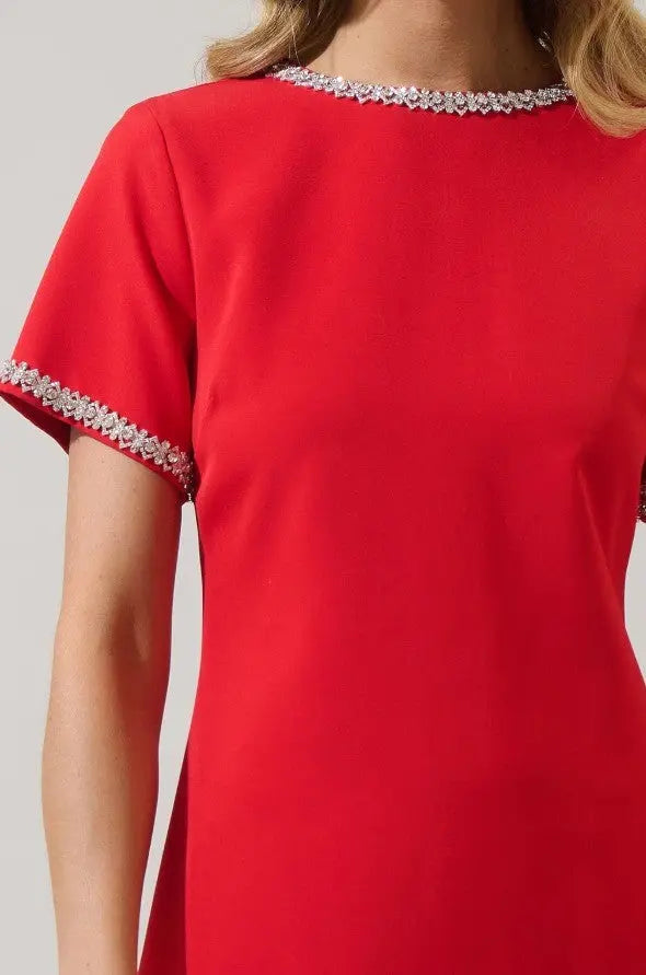 Kaitlyn Rhinestone Shift Mini Dress - The Tiny Details
