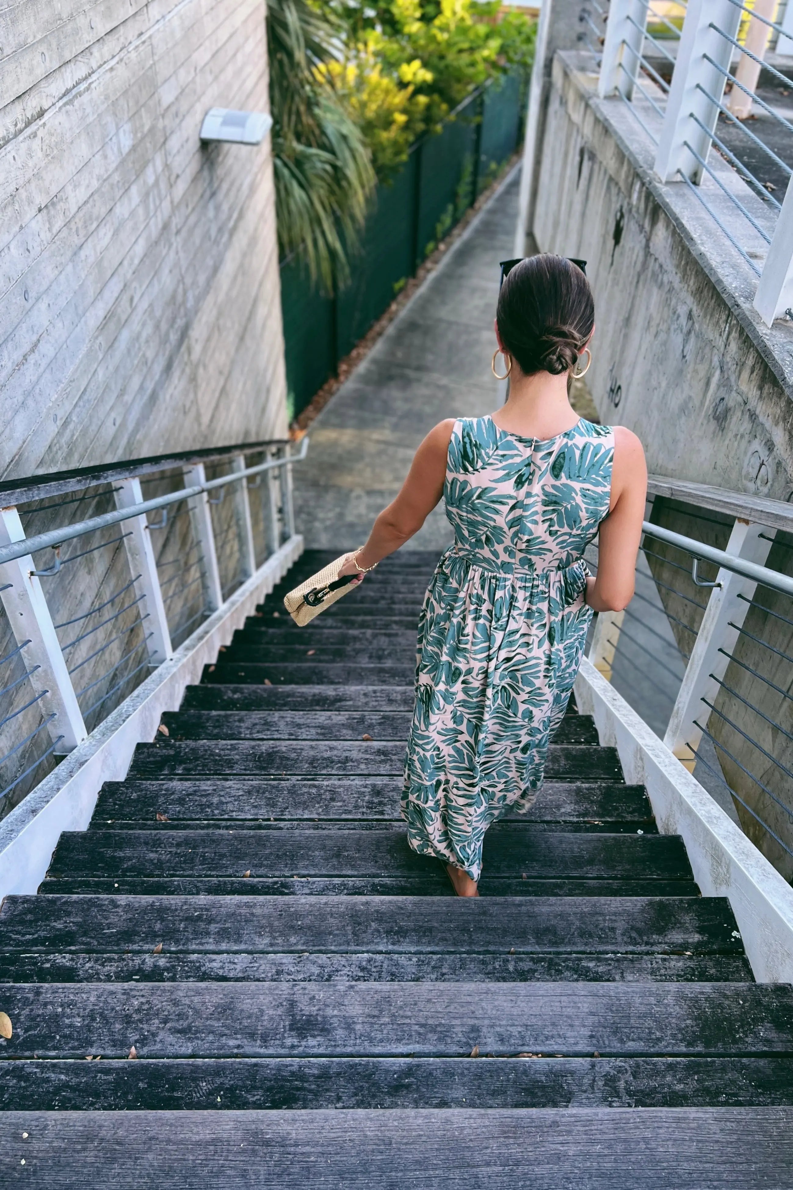 The Tiny Details Leaf Printed Cut-Out Long Dress