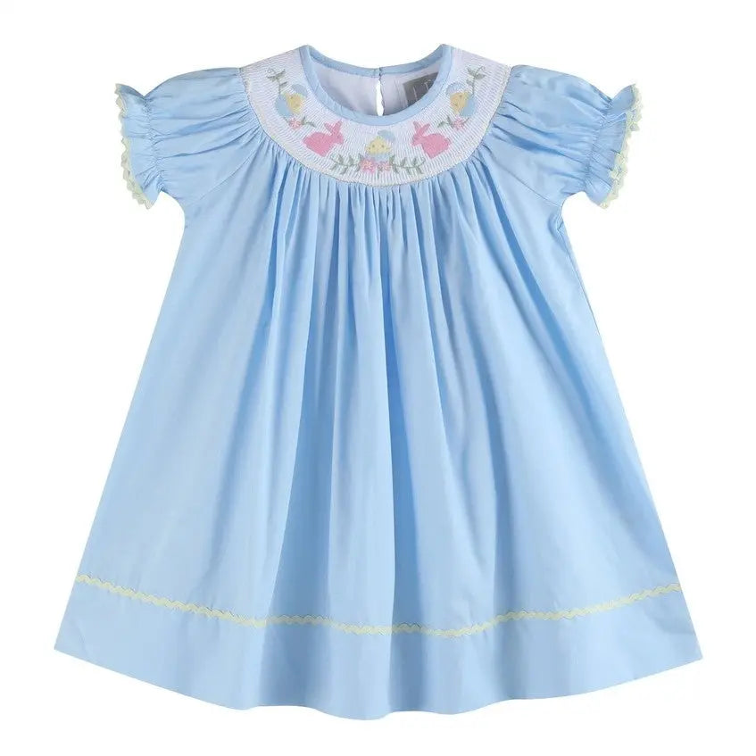 Light Blue Easter Smocked Bishop Dress - Shop Tiny Details
