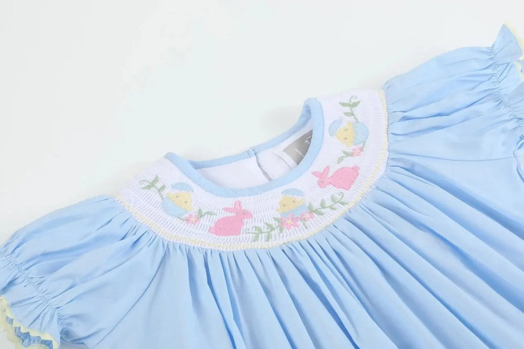 Lil Cactus Baby Dress Light Blue Easter Smocked Bishop Dress - 12-18M, Outfit, Cotton Lil Cactus Baby Dress Light Blue Easter Smocked Bishop Dress - 12-18M, Outfit, Cotton