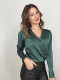 The Tiny Details Long Sleeve Satin Bodysuit