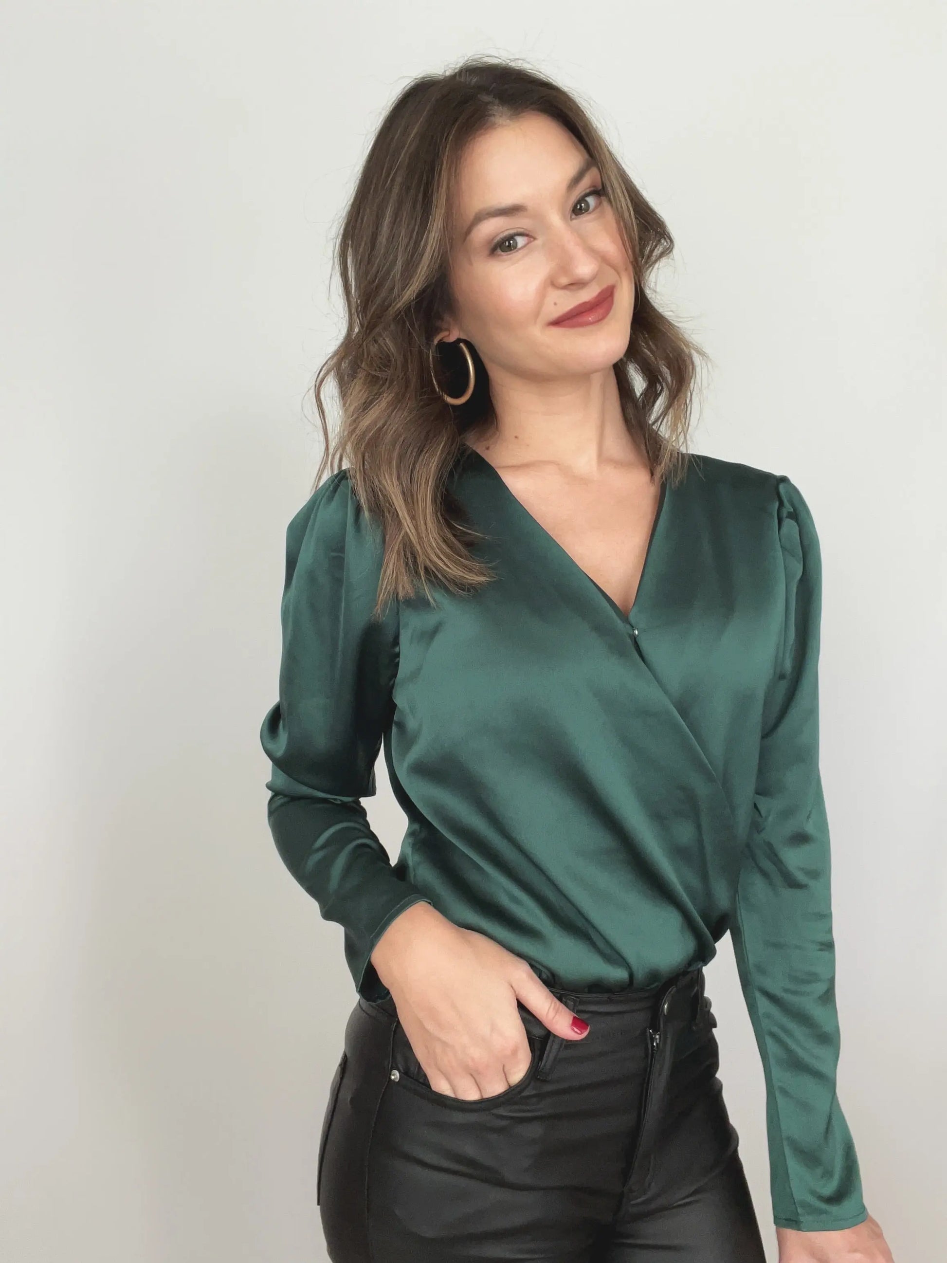The Tiny Details Long Sleeve Satin Bodysuit