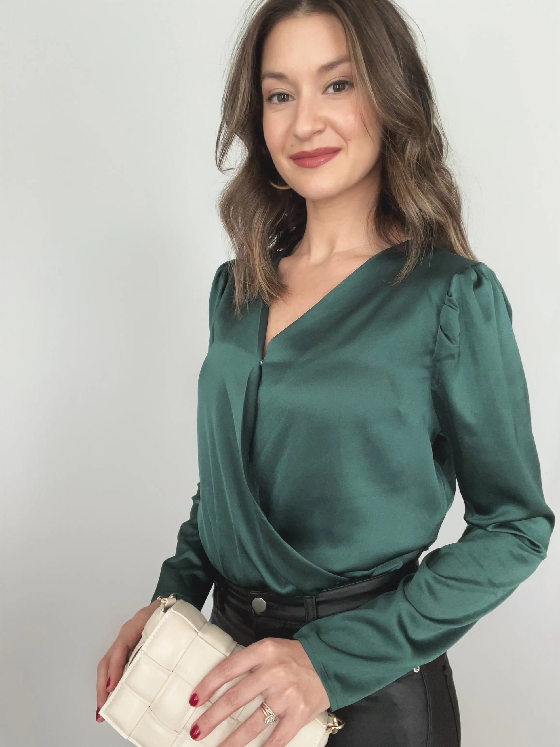 The Tiny Details Long Sleeve Satin Bodysuit