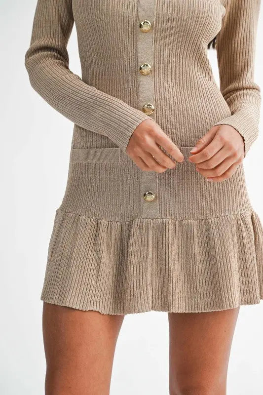 Lurex Ribbed Knit Long Sleeve Mini Dress - The Tiny Details