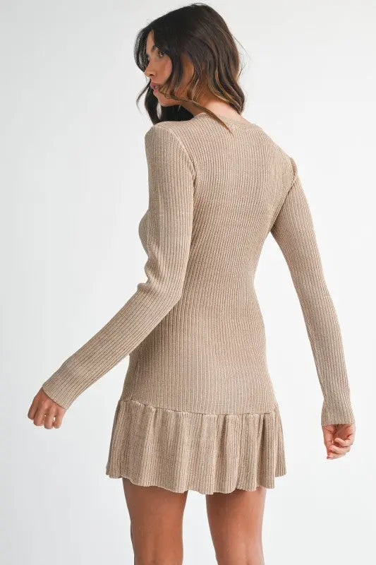 Lurex Ribbed Knit Long Sleeve Mini Dress - The Tiny Details