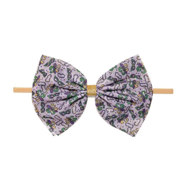 Mardi Gras Tulle Bow Baby Headband - The Tiny Details