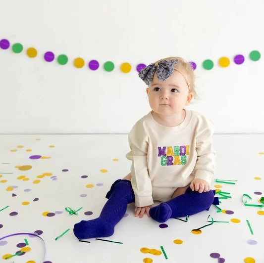 Mardi Gras Patch Long Sleeve Romper - The Tiny Details