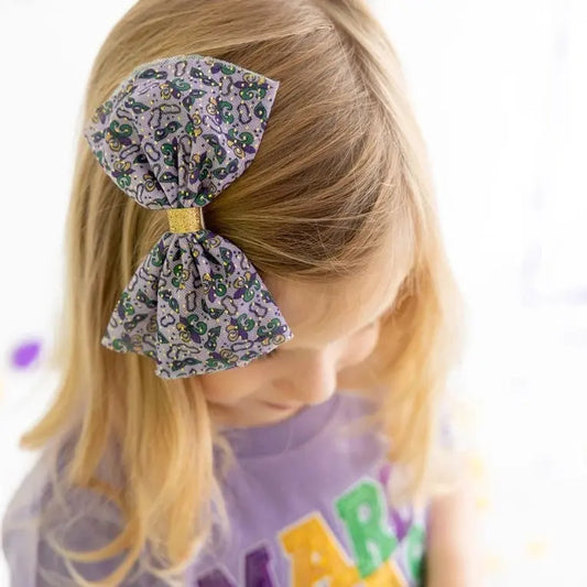 The Tiny Details Mardi Gras Tulle Bow Clip