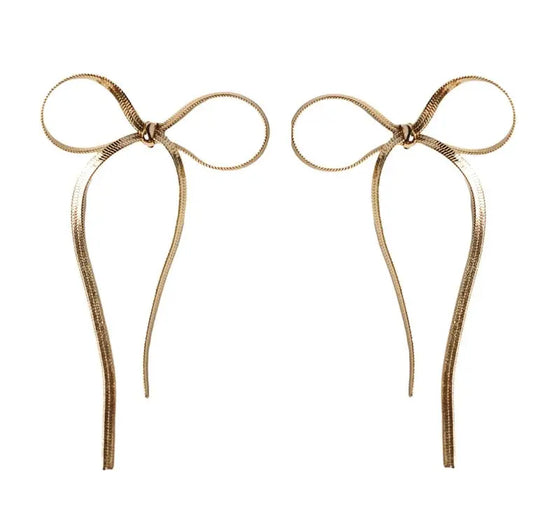 The Tiny Details Maxi Gold Duster Bow Earrings