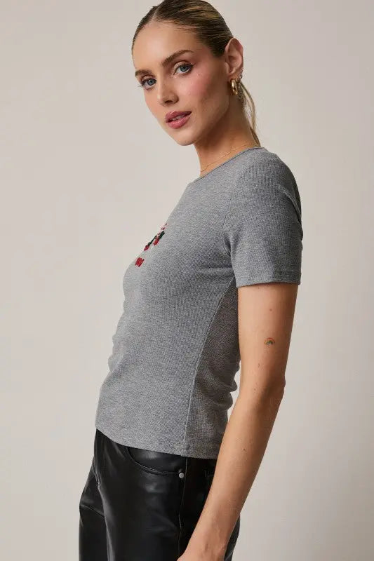 Merry Christmas Beaded Rib Tee - The Tiny Details