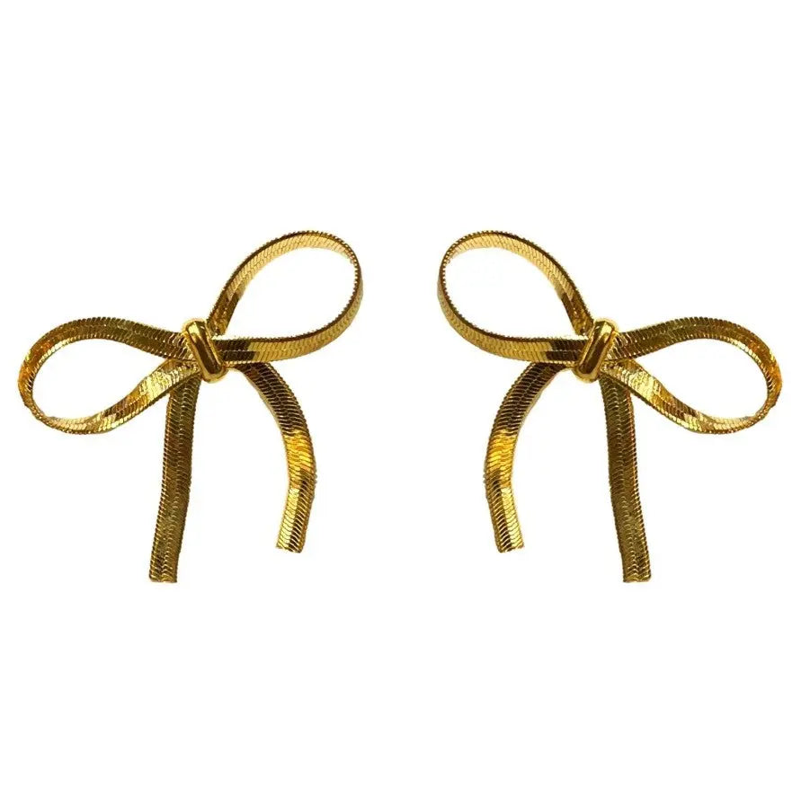 Mini Gold Duster Bow Earrings - The Tiny Details