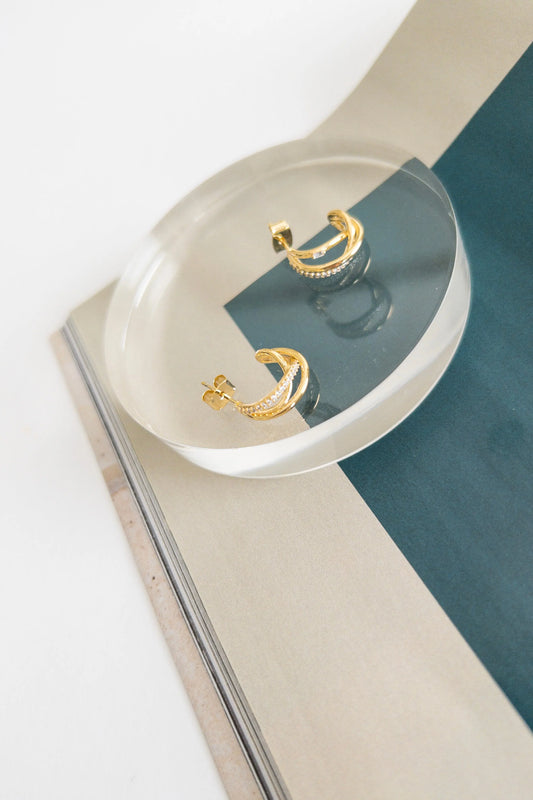 The Tiny Details Mini Three Layered Pave Hoop Earrings