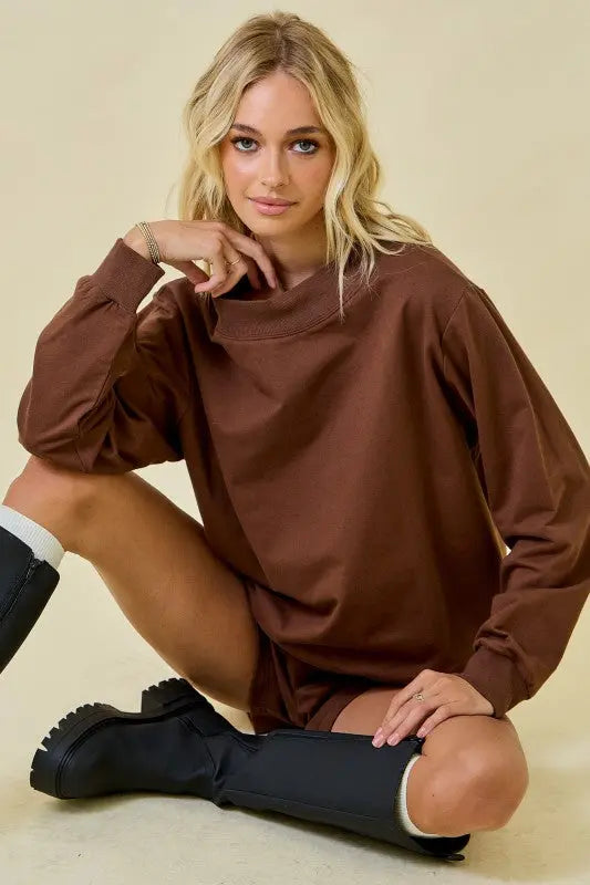 Mock Neck Sweatshirt with Shorts - The Tiny Details