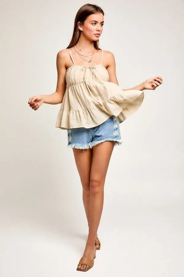 Neutral Flared Tank Top - The Tiny Details