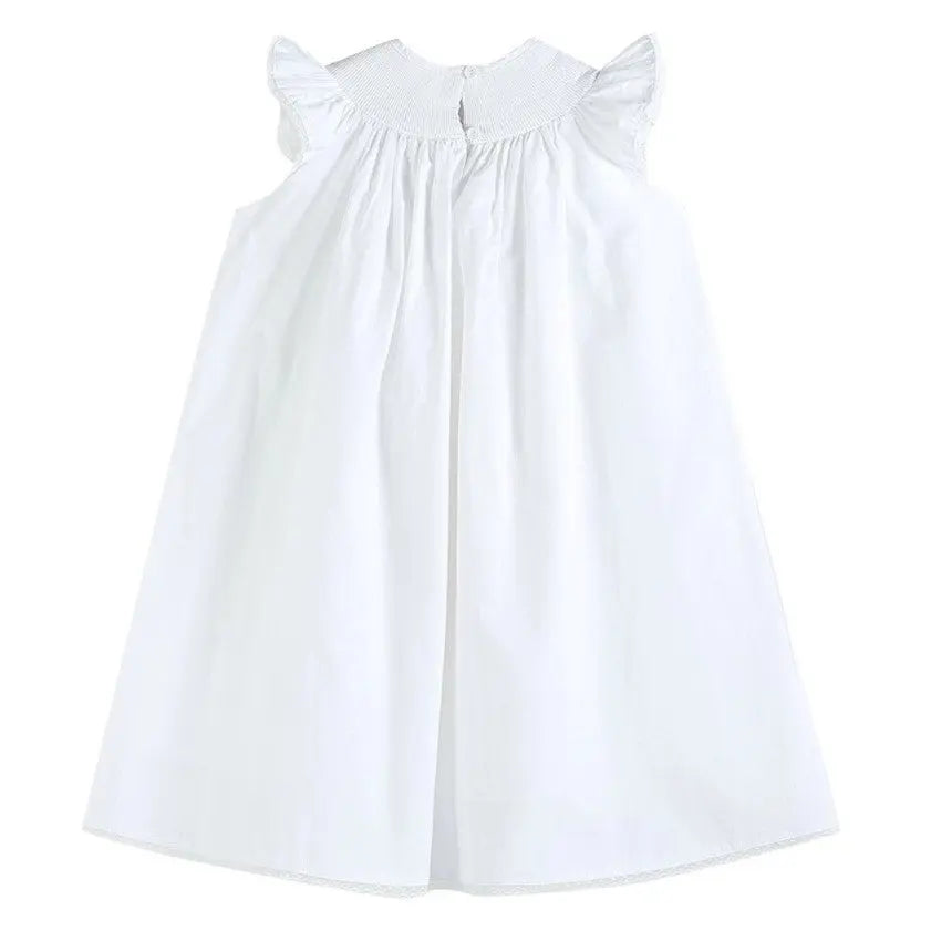 The Tiny Details Pink Cross Smocked Bishop Dress