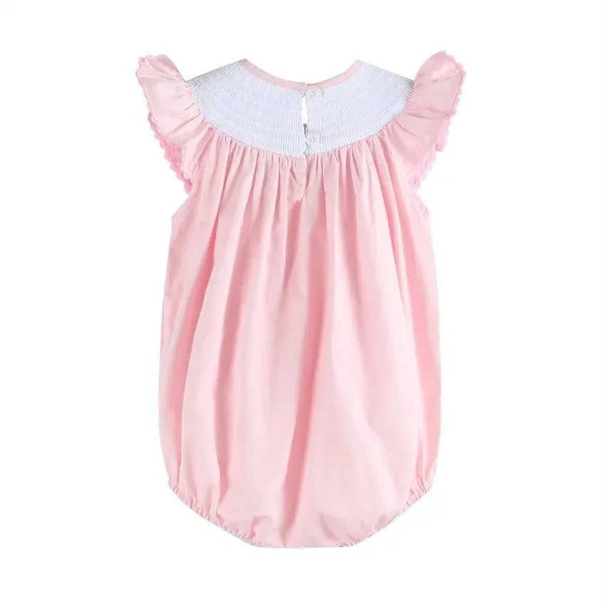 Pink Easter Bunny Smocked Flutter Romper - The Tiny Details