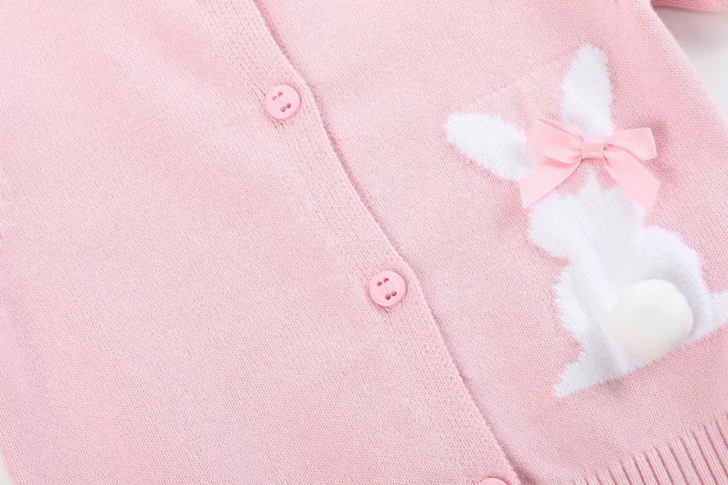 Pink Knit Easter Bunny Cardigan - The Tiny Details